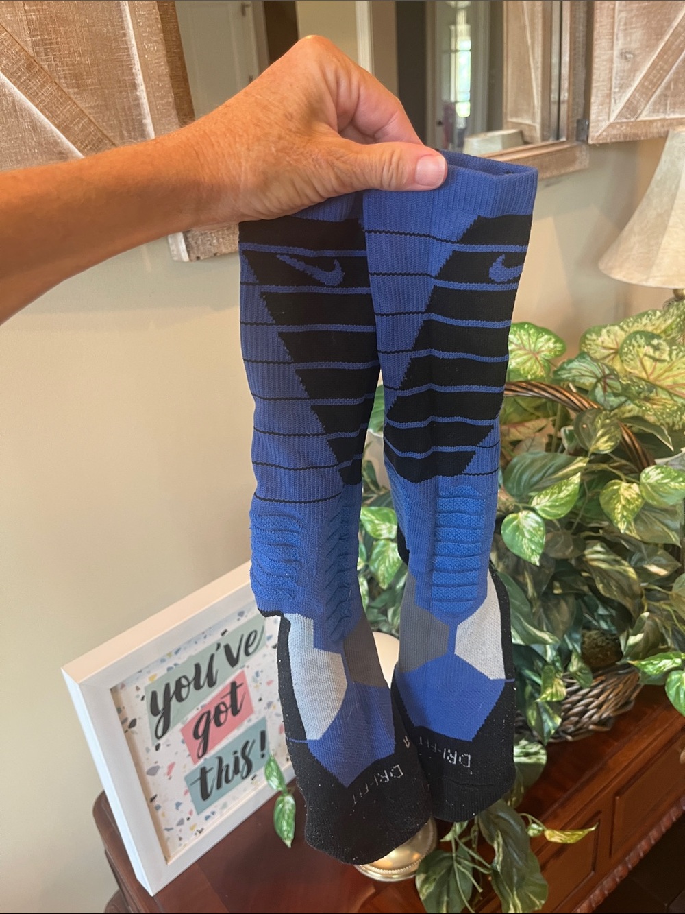 Nike Hyper Elite Performance Socks Blue and Black Men’s Large